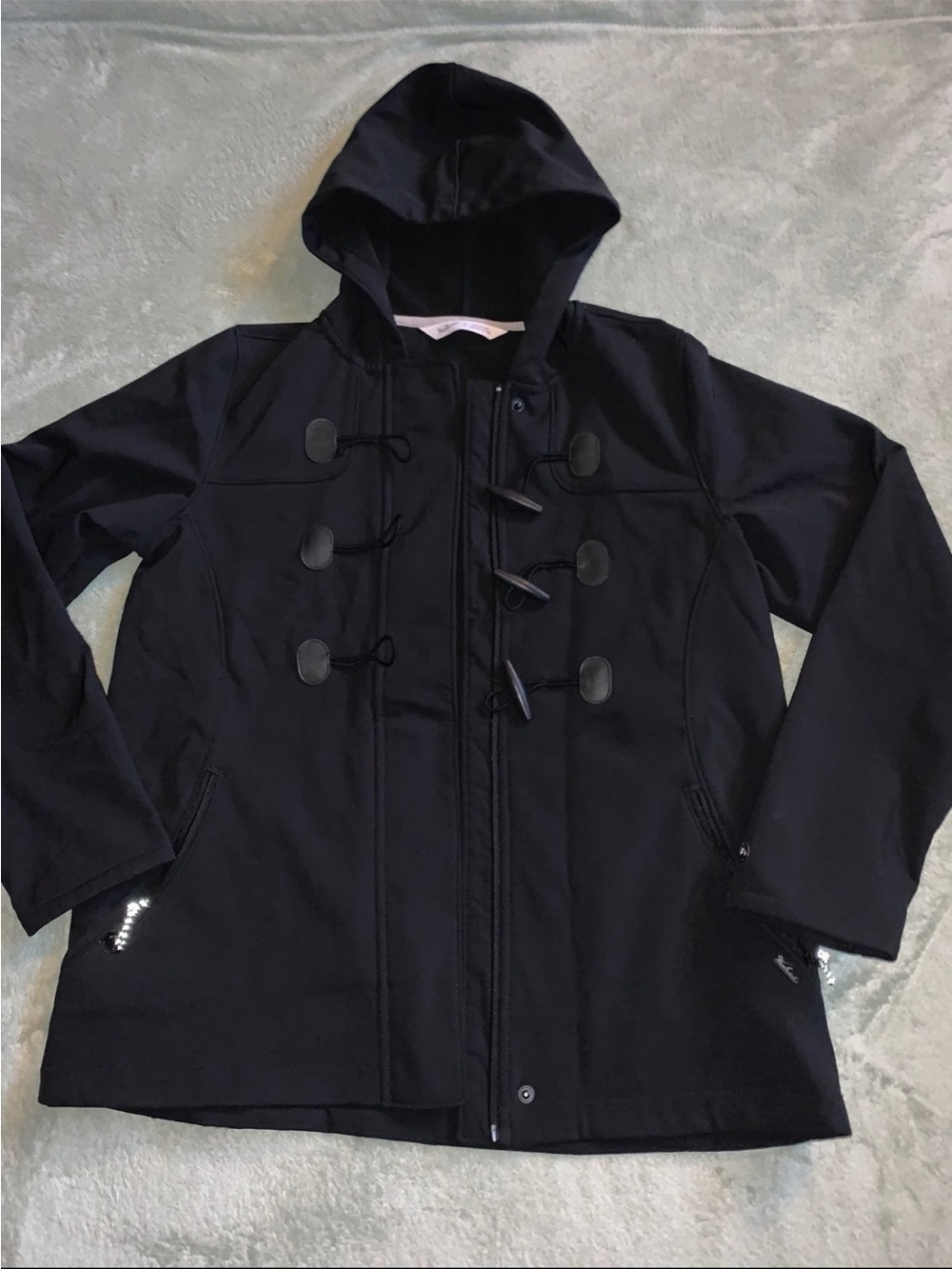 Woolrich Black Hooded Toggle Coat
